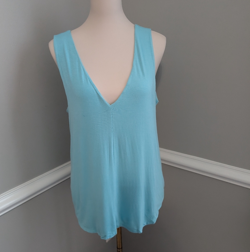 Bordeaux Sky Blue V-Neck Tank Top
